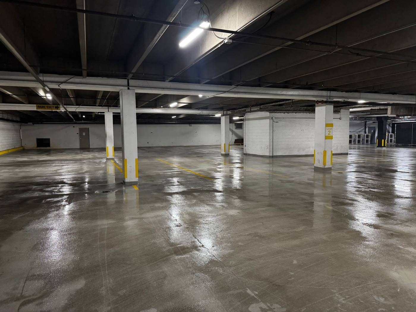 Clean concrete parking area