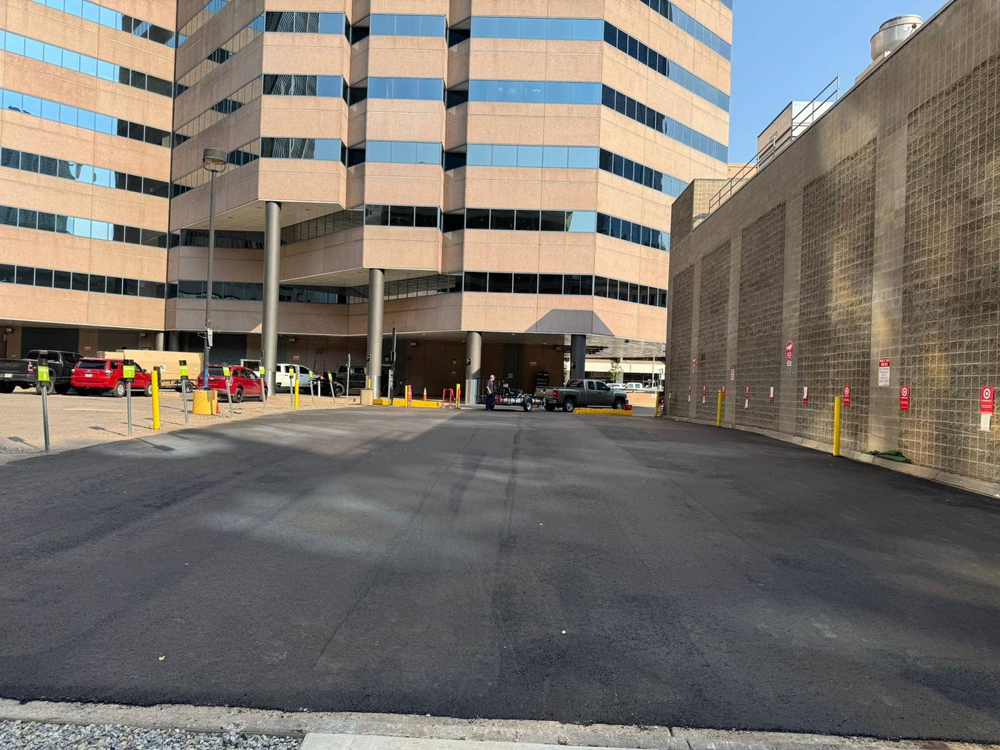 Commercial pavement prepared for striping